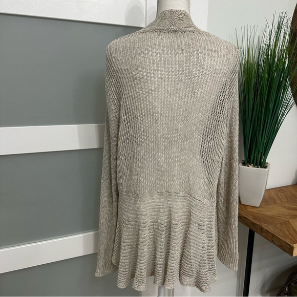 Eileen Fisher Open Cardigan Peplum Hem Ivory SZ Large Quiet Luxury Old Money - Picture 9 of 9